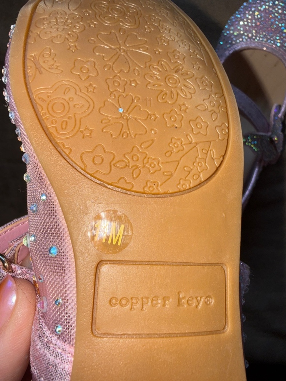 Copper Key Pink Glitter Butterfly Mary Jane Shoes - Picture 7 of 7